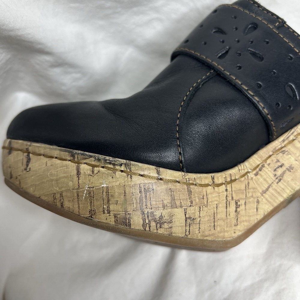 b.o.c Born Concept Black Leather Cut-Out Block Heel Mules Comfort Sz 8/39 - Picture 9 of 15
